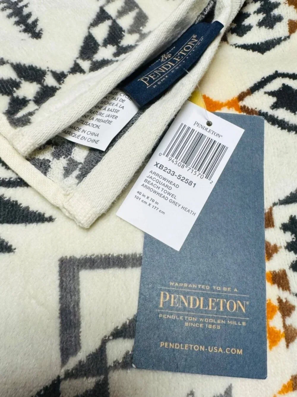 Pendleton Arrowhead Southwestern Jacquard Cotton Beach/Spa Towel 40'x70
